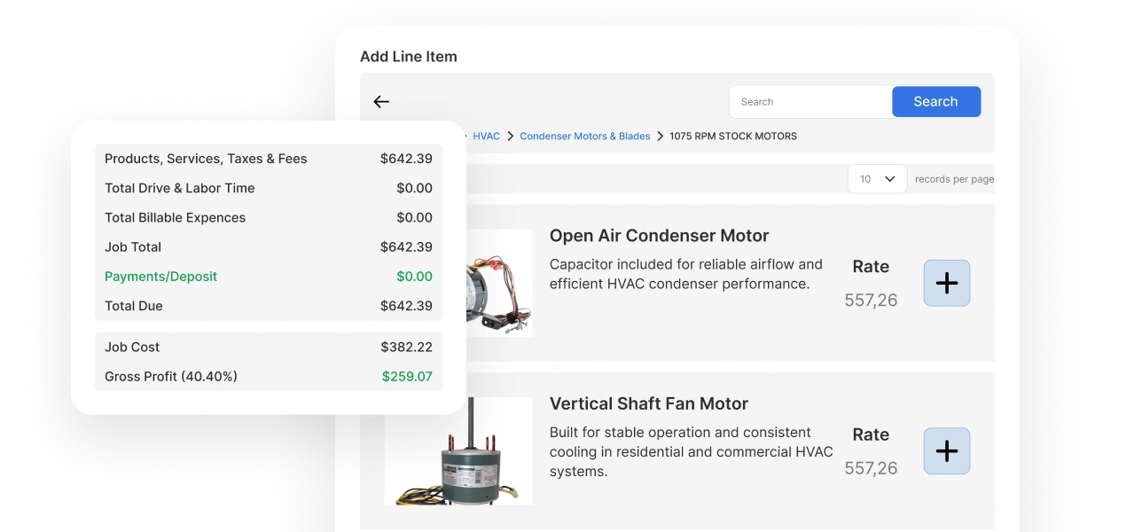 Profit Rhino flat-rate pricing in Service Fusion