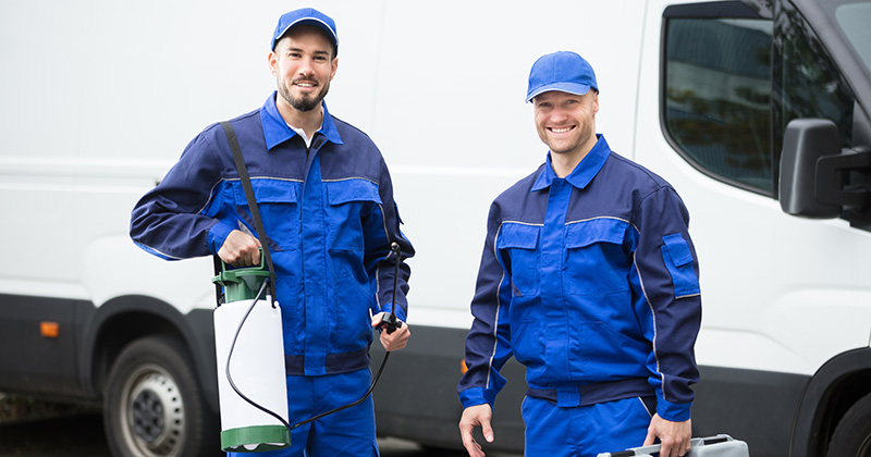 Electricians Standing In Front of Van