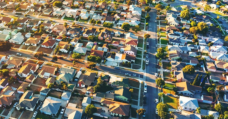 Ariel view of residential neighborhood