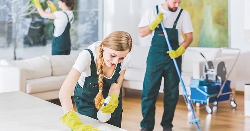 Cleaning service employees