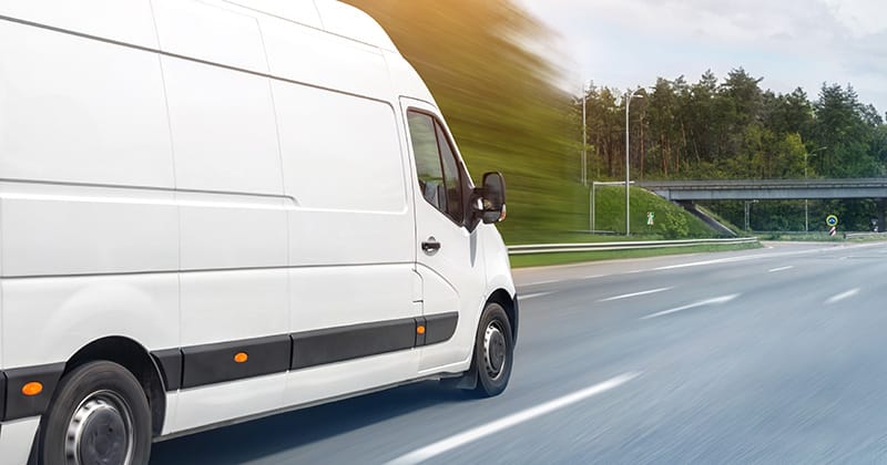 Van on highway