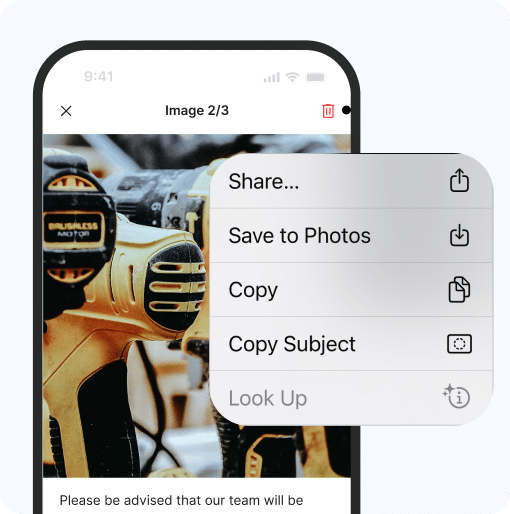 A product image of the Service Fusion app, featuring Offline Mode