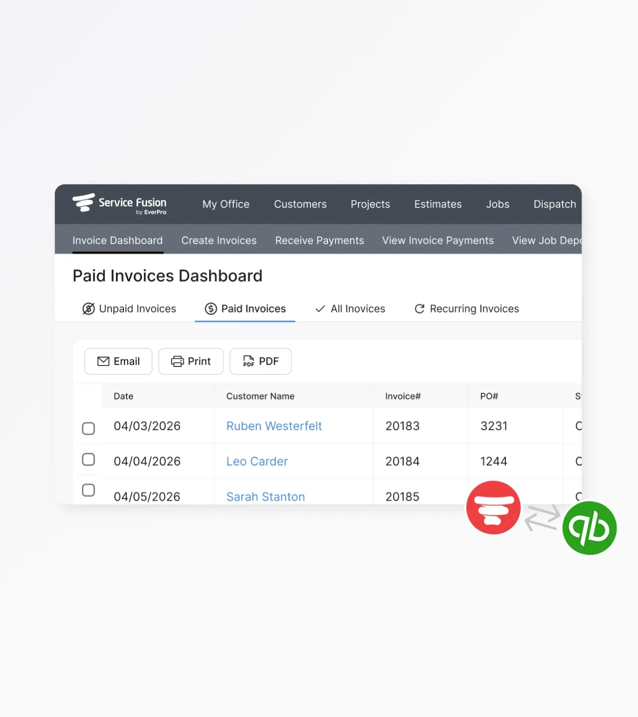 Service Fusion flat-rate pricing interface