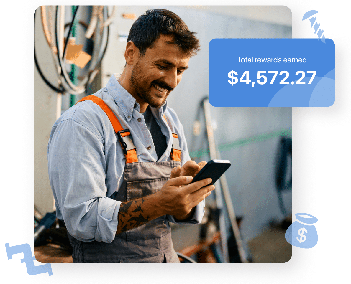 Service professional viewing total rewards earned on Service Nation