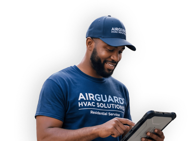 Field service technician using Service Fusion mobile app