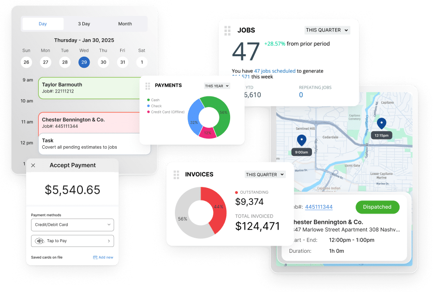 Service Fusion platform screenshots
